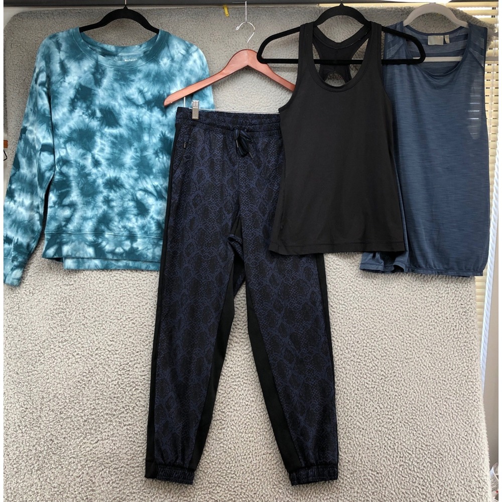Athleta Activewear Lot Womens Small Mixed Sizes Blue Black Tie Dye Snakeskin
